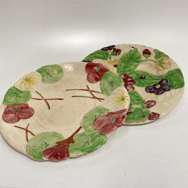 PLATE, Vintage Floral Relief Handpainted